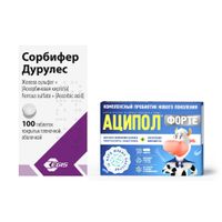 1X Аципол Форте капсулы 235мг 10шт + 1X Сорбифер Дурулес таблетки п/о плен. 100шт