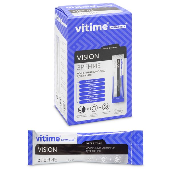 Вижн черная смородина ViTime/ВиТайм Aquastick батончики желейные стик 19,4г 10шт vitime kidzoo кидзу зрение