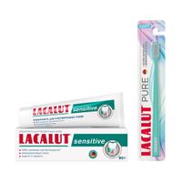 1X Паста зубная Sensitive Lacalut/Лакалют 90г + 1X Щетка зубная мягкая Pure Lacalut/Лакалют