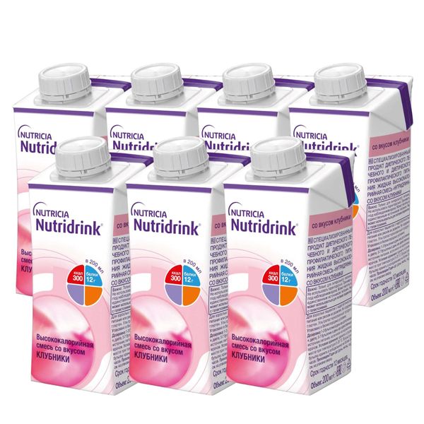 7Х Питание лечебное диетическое высококалорийное со вкусом клубники Nutridrink/Нутридринк 200мл