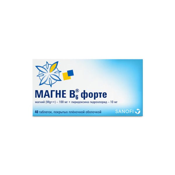 Магне B6 форте (Магний + витамин В6) таблетки п/о плён. 40шт