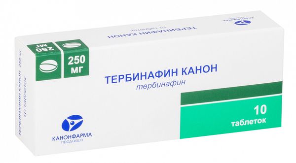 Купить Тербинафин Канон таблетки 250мг 10шт, ЗАО Канонфарма Продакшн, Россия