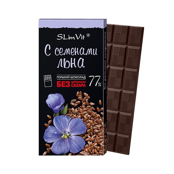 Шоколад горький с семенами льна Лакомства для здоровья 60г фото №2