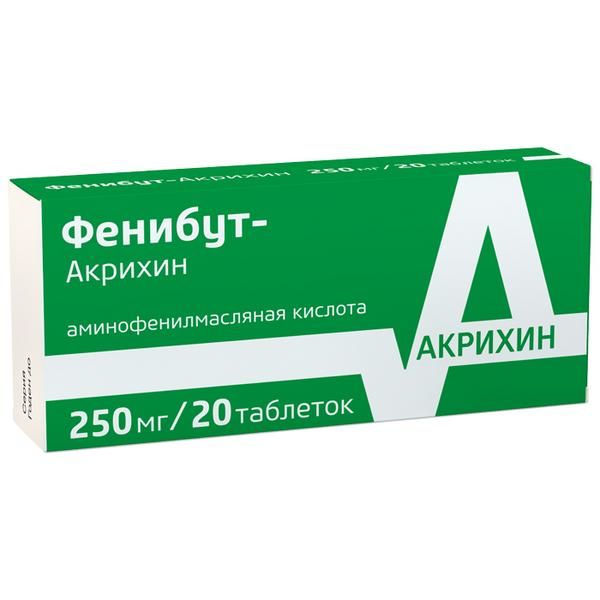 Фенибут-Акрихин таблетки 250мг 20шт -   лекарство Фенибут .