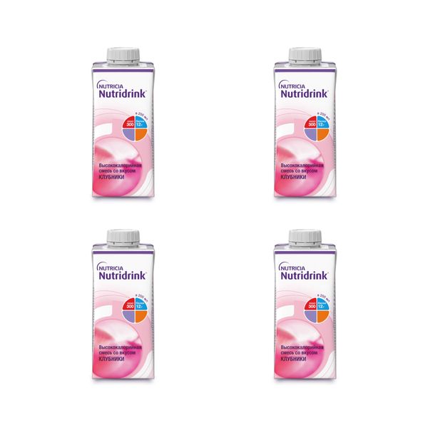 4Х Смесь жидкая высококалорийная клубника Nutridrink/Нутридринк 200мл