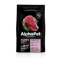 Корм сухой для щенков и беременных собак средних пород с говядиной и рисом Superpremium AlphaPet 900г