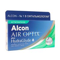 Линзы контактные Air Optix plus HydraGlyde for Astigmatism Alcon/Алкон (-2,50, -0,75 /180) 3шт