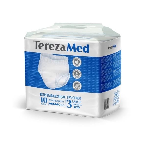 Подгузники-трусики для взрослых впитывающие TerezaMed 10шт р.L (3) synergetic подгузники трусики pure