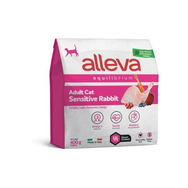 Корм сухой для взрослых кошек с кроликом Equilibrium Sensitive Alleva/Аллева 400г