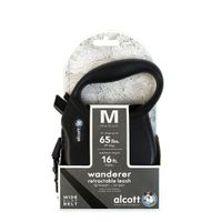 Рулетка лента для собак весом до 30кг черная Wanderer Alcott 5м (M)