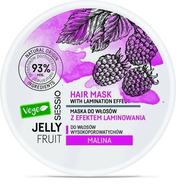Маска ламинирующая для высокопористых волос с малиной Sessio Jelly Fruit Chantal 250г фото №3