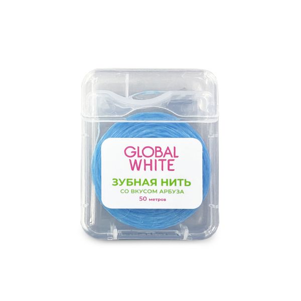 Нить зубная вощеная со вкусом арбуза Global White/Глобал вайт 50м