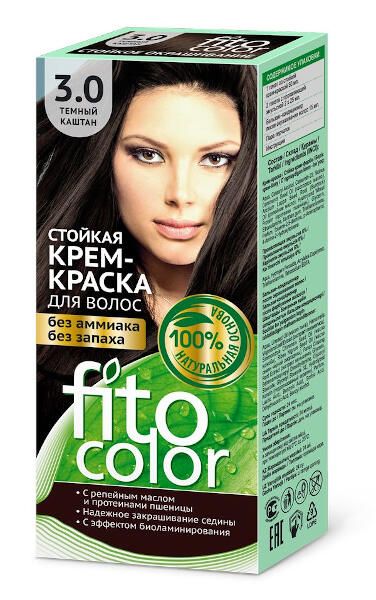 Крем-краска для волос серии fitocolor, тон 3.0 темный каштан fito косметик 115 мл