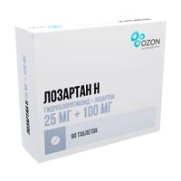 Лозартан-Н таблетки п/о плен. 25мг+100мг 90шт миниатюра