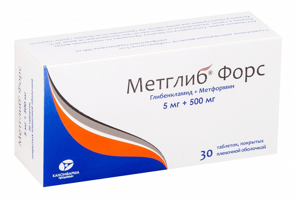 Метглиб Форс Таблетки П/О Плен. 5мг+500мг 30шт - Купить В Москве.