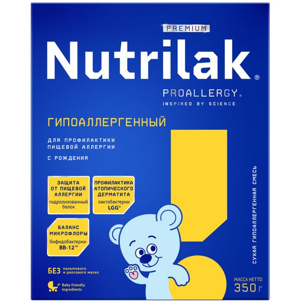 Смесь Nutrilak Нутрилак Premium Гипоаллергенная на основегидролиз. сывороточных белков 350 г смесь nutrilak нутрилак premium соя с рождения сухая специализированная 350 г