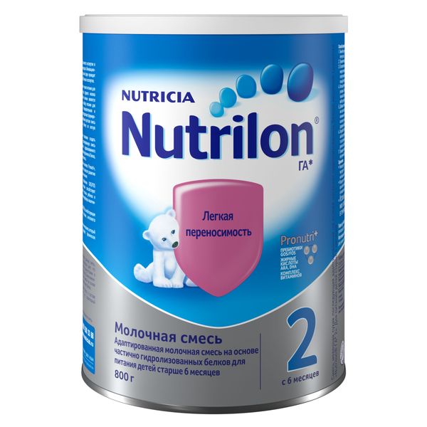 Смесь сухая молочная последующая адаптированная с 6 мес. ГА 2 Nutrilon/Нутрилон банка 800г смесь сухая на основе частично гидролизированных белков молочной сыворотки с 6 мес комфорт 2 nutrilon нутрилон банка 800г