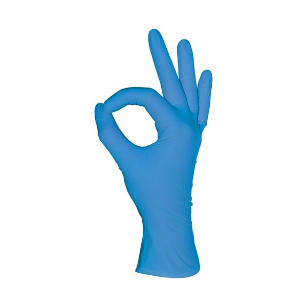 Перчатки смотровые нитриловые неопудренные текстурированные нестерильные голубые mediOk 50 пар р.XS фото №3