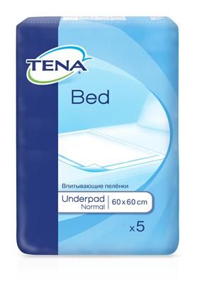 Пеленки впитывающие Normal Underpad Bed Tena/Тена 60х60см 800мл 5шт (770050) тена простыни бед underpad впитывающие 60х90см 30 шт