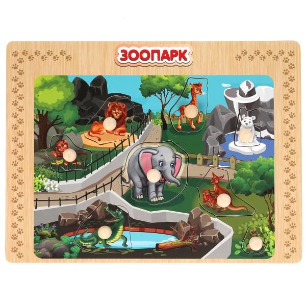 Игрушка деревянная рамка-вкладыш зоопарк Буратино