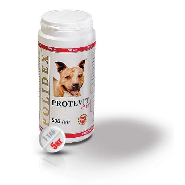 Протевит плюс Polidex таблетки для собак 500шт гелабон плюс polidex таблетки для собак 300шт