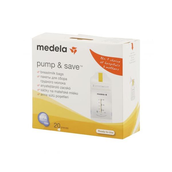 Пакеты Medela (Медела) Pump&Save для сбора и хранения грудного молока одноразовые двухслойные 20 шт.