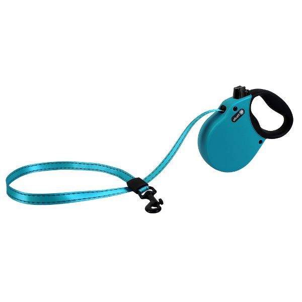 Рулетка лента для собак весом до 11кг антискользящая ручка голубая Adventure Alcott 3м (XS) фото №2