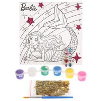 Набор для творчества: Холст для росписи с глиттером, стразами, пайетками Barbie Мультиарт 15х15см (26716-BD)