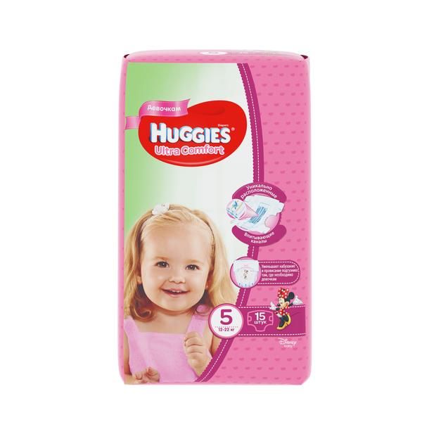 Подгузники Huggies/Хаггис Ultra Comfort для девочек 5 (12-22кг) 15 шт. фото №10