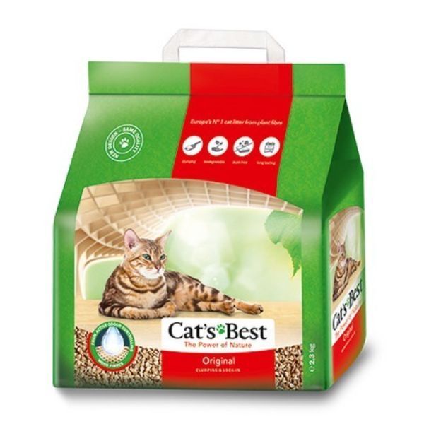 Наполнитель древесный комкующийся Cat's Best Original 5л 2,1кг наполнитель для кошачьих туалетов чистокот древесный 5 5 кг