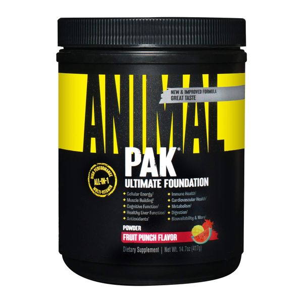 Витамины и минералы комплекс вкус фруктовый пунш Pak Powder Animal порошок 417г Universal Nutrition
