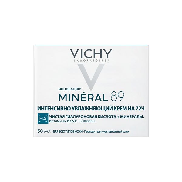 Крем для для всех типов кожи лица интенсивно увлажняющий 72ч Mineral 89 Vichy/Виши банка 50мл фото №4
