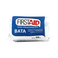 Вата медицинская хирургическая стерильная First Aid/Ферстэйд 50г