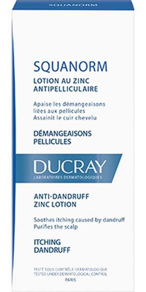 Лосьон от жирной перхоти Squanorm Ducray/Дюкрэ 200мл лосьон против перхоти squanorm lotion antipelliculaire au zinc 200мл