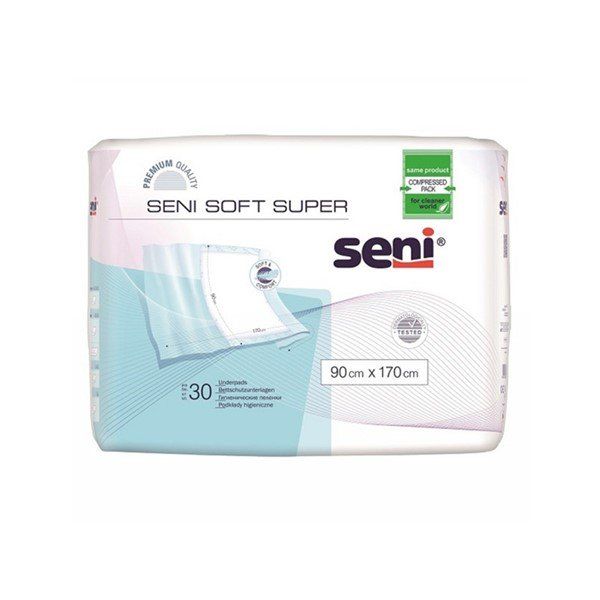 Пеленки одноразовые впитывающие seni soft для больных, страдающих недержанием в размерах: 90 см x 170 см по 30 шт. TZMO S.A 1303824 - фото 1