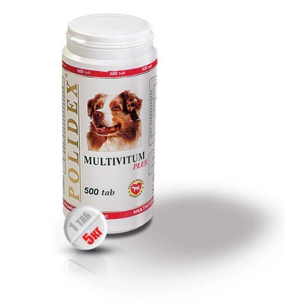 Мультивитум плюс Polidex таблетки для собак 500шт мультивитум таблетки для кошек polidex 200шт