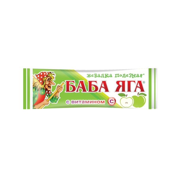 Баба Яга с витамином С яблоко конфеты жевательные 11г цена и фото