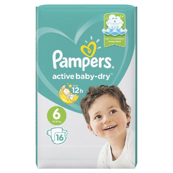 Подгузники Pampers (Памперс) Active Baby-Dry р.6 Extra Large 13-18 кг 16 шт. фото №3
