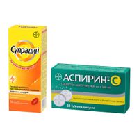 Набор 1X Аспирин-C таблетки шипучие 400мг+240мг 10шт + 1X Супрадин таблетки п/о 30шт