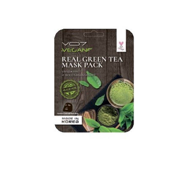 Маска для лица Восстанавливающая с экстрактом Зеленого чая Real Vegan Vo7 25г VO7 1468582 - фото 1