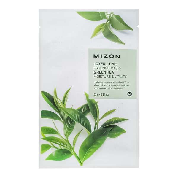 Маска для лица тканевая с экстрактом зелёного чая Joyful time essence mask green tea MIZON 23г