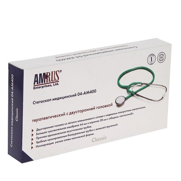 Стетоскоп терапевтический зеленый 04-АМ400 Amrus/Амрус фото №4