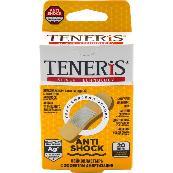 Набор Antishock Teneris/Тенерис: Лейкопластырь бактерицидный полимерный с ионами серебра 72х19мм 12шт+72х25мм 4шт+38х38мм 4шт ФармЛайн Лимитед