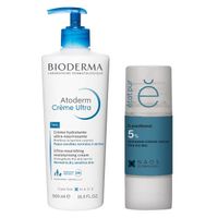 Крем для нормальной и сухой кожи лица и тела увлажняющий Atoderm Bioderma/Биодерма помпа 500мл + Сыворотка с Д-пантенолом 5% Etat Pur/Эта Пюр фл. 15мл