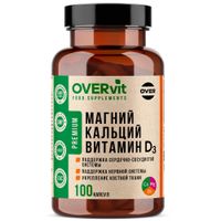 Магний+Кальций+Витамин Д3 OVERvit/ОВЕРвит капсулы 100шт миниатюра