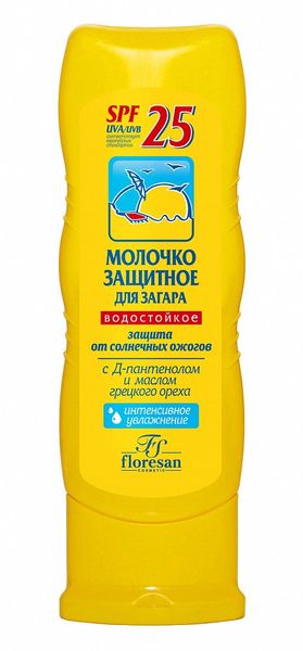 Молочко для загара для лица и тела защитное водостойкое SPF25 Floresan/Флоресан 125мл