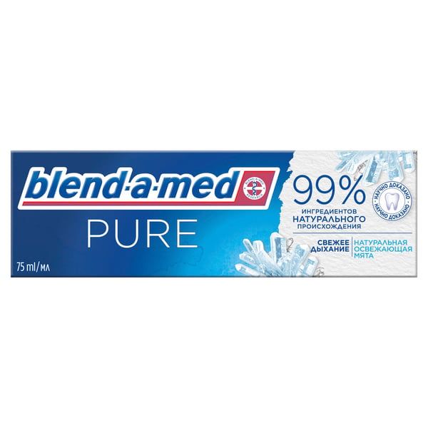 Зубная паста Свежее дыхание Pure Blend-a-med/Бленд-а-мед 75мл Procter & Gamble Manufacturing GmbH 1430386 Зубная паста Свежее дыхание Pure Blend-a-med/Бленд-а-мед 75мл - фото 1