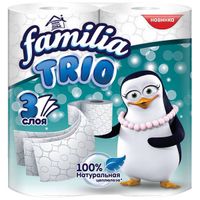 Бумага туалетная трёхслойная Trio Familia 4шт