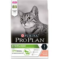 Корм сухой для взрослых стерилизованных кошек и кастрированных котов ,с высоким содержанием лосося Pro Plan 3кг