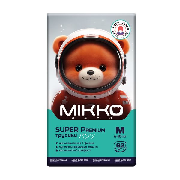 Подгузники-трусики для детей Super Premium Mikko bear 6-10кг 62шт р.M ysabel mora трусики panty